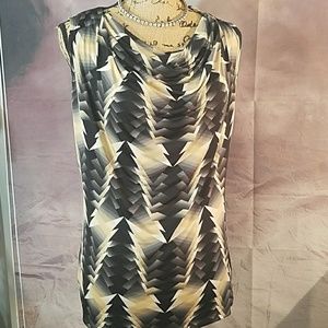 Worthington Stretch Sleeveless Cowl Neck Aztec Top